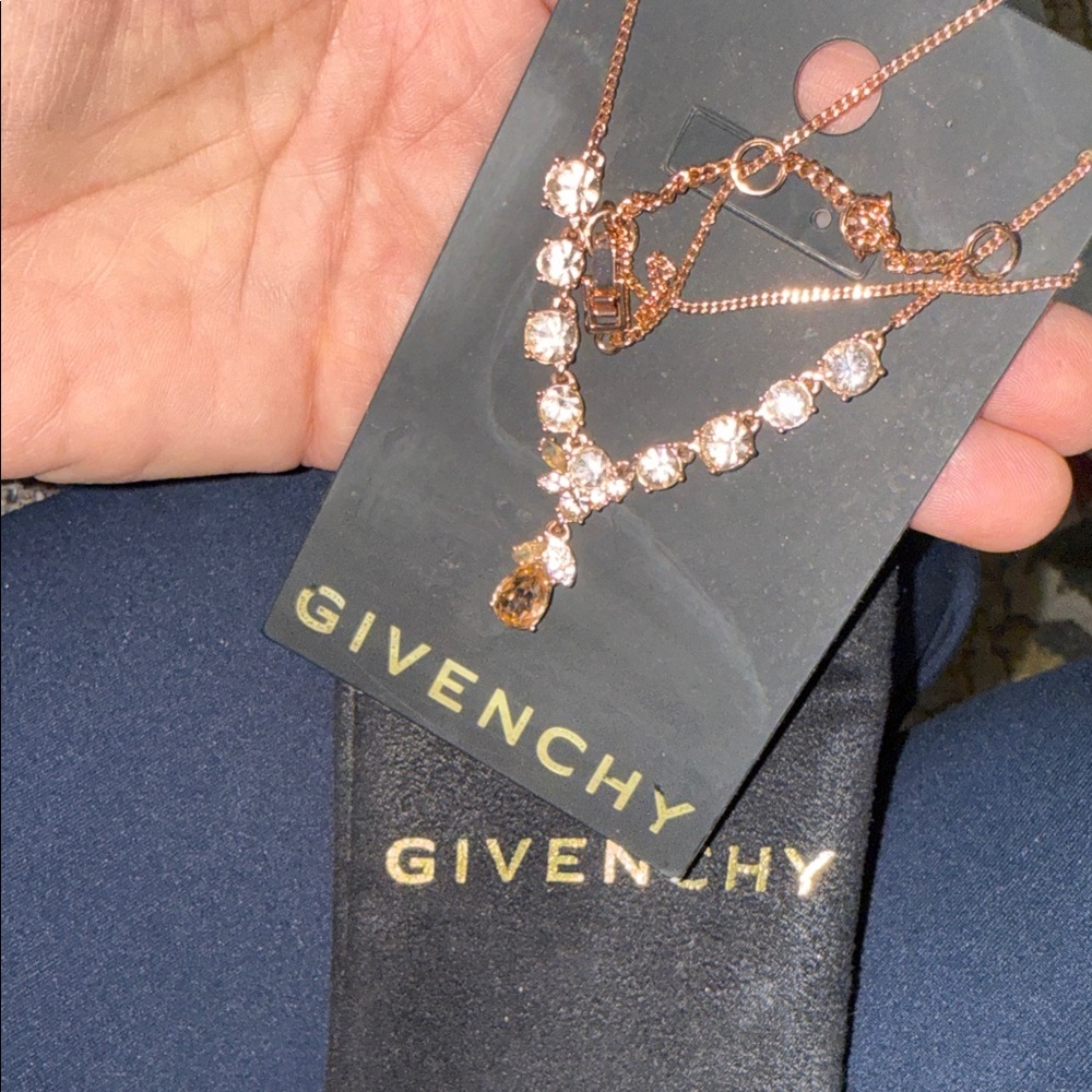 Givenchy Rose Gold Necklace with Clear Crystals 18”